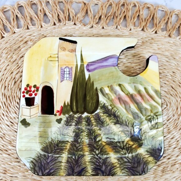 Set of 2 Carrie Olsen Garrard "Villa Provence" Ceramic Wine Plates - Handcrafted - Picture 2 of 8